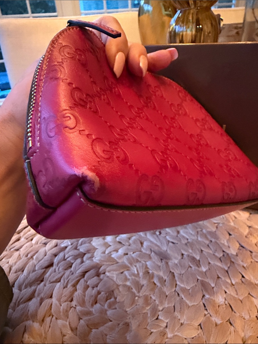 Gucci Raspberry Embossed GG Leather Cosmetic Case - Picture 13 of 14